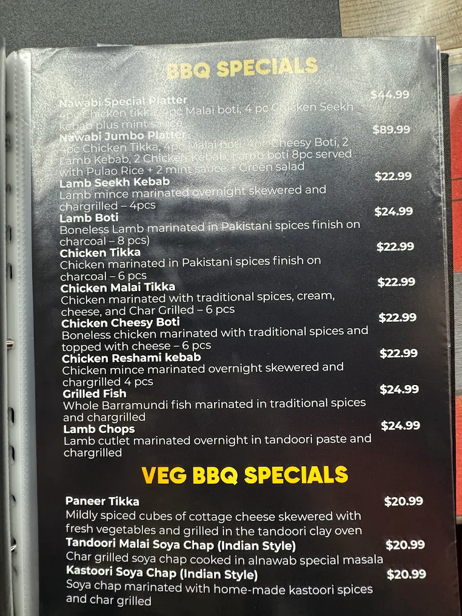 Menu, Al Nawab Restaurant & Cafe - St Kilda