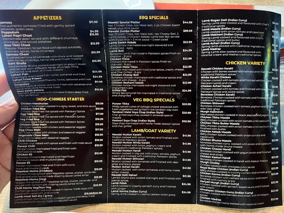 Menu, Al Nawab Restaurant & Cafe - St Kilda