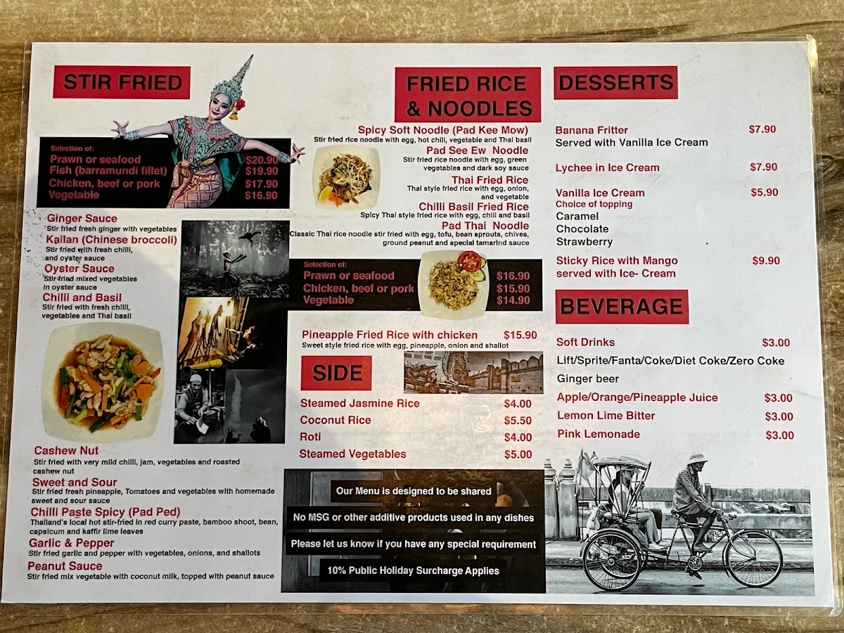 Menu, Thai House Helensvale