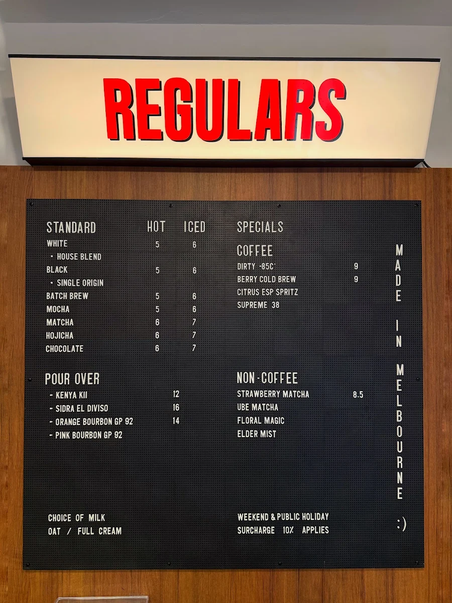 Menu, REGULARS