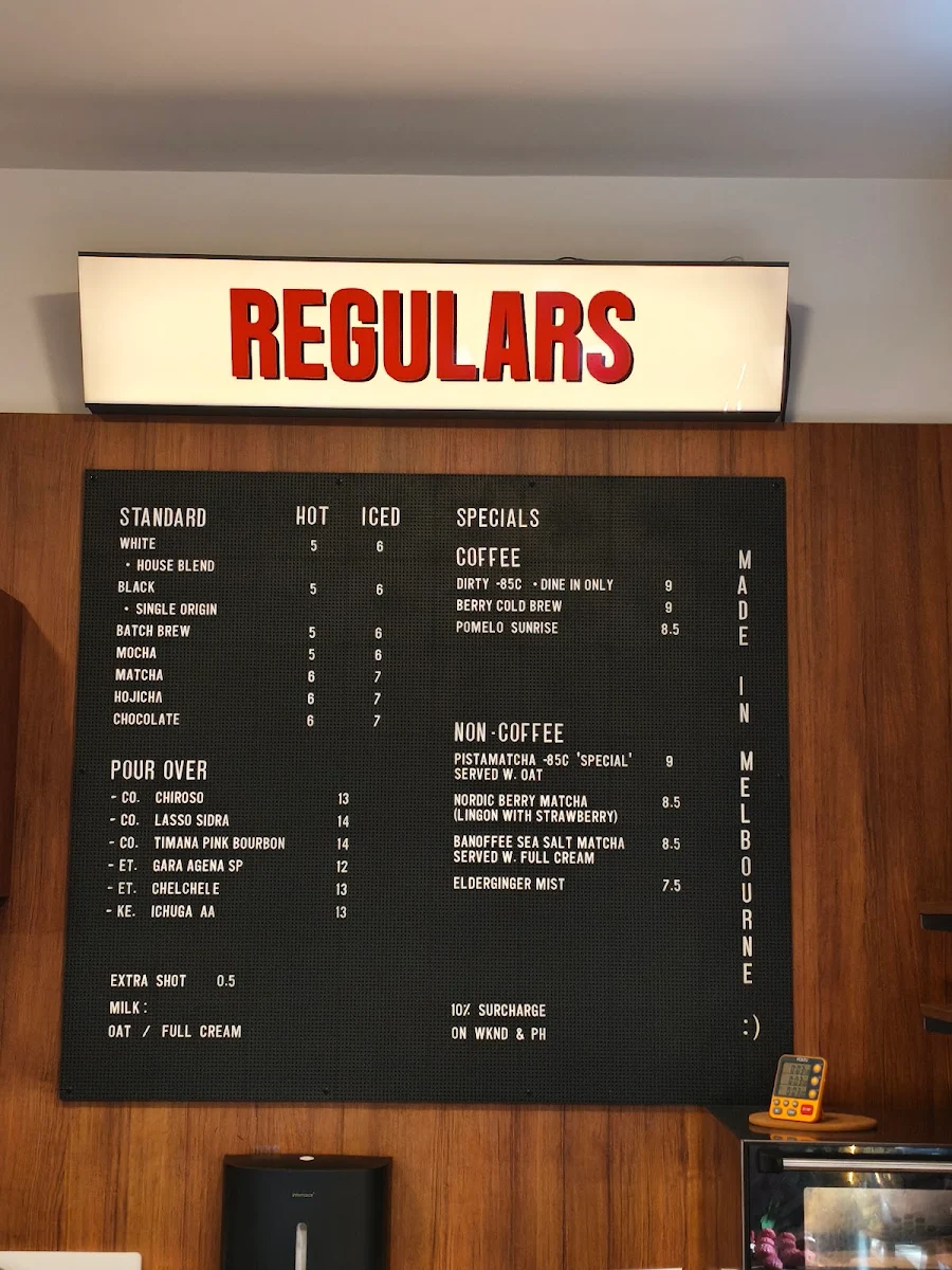 Menu, REGULARS