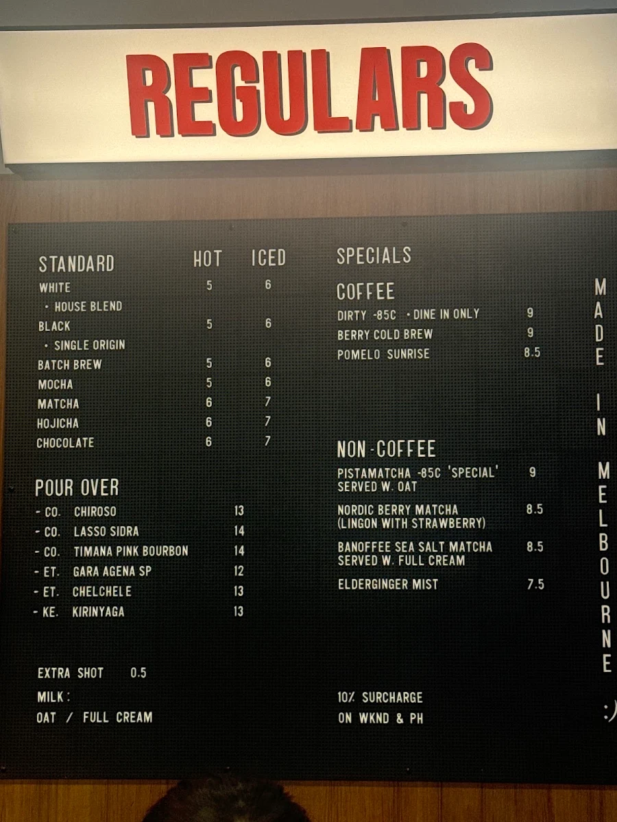 Menu, REGULARS