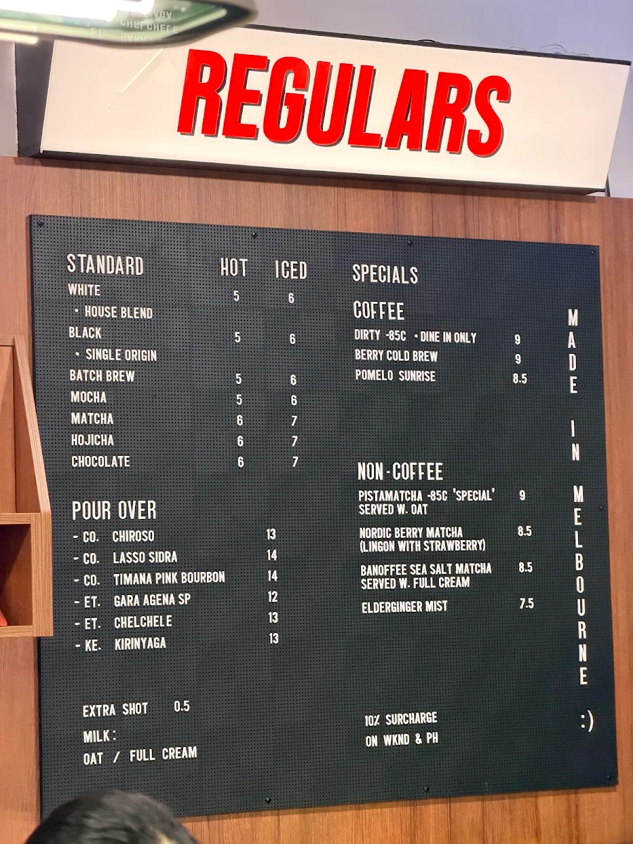Menu, REGULARS