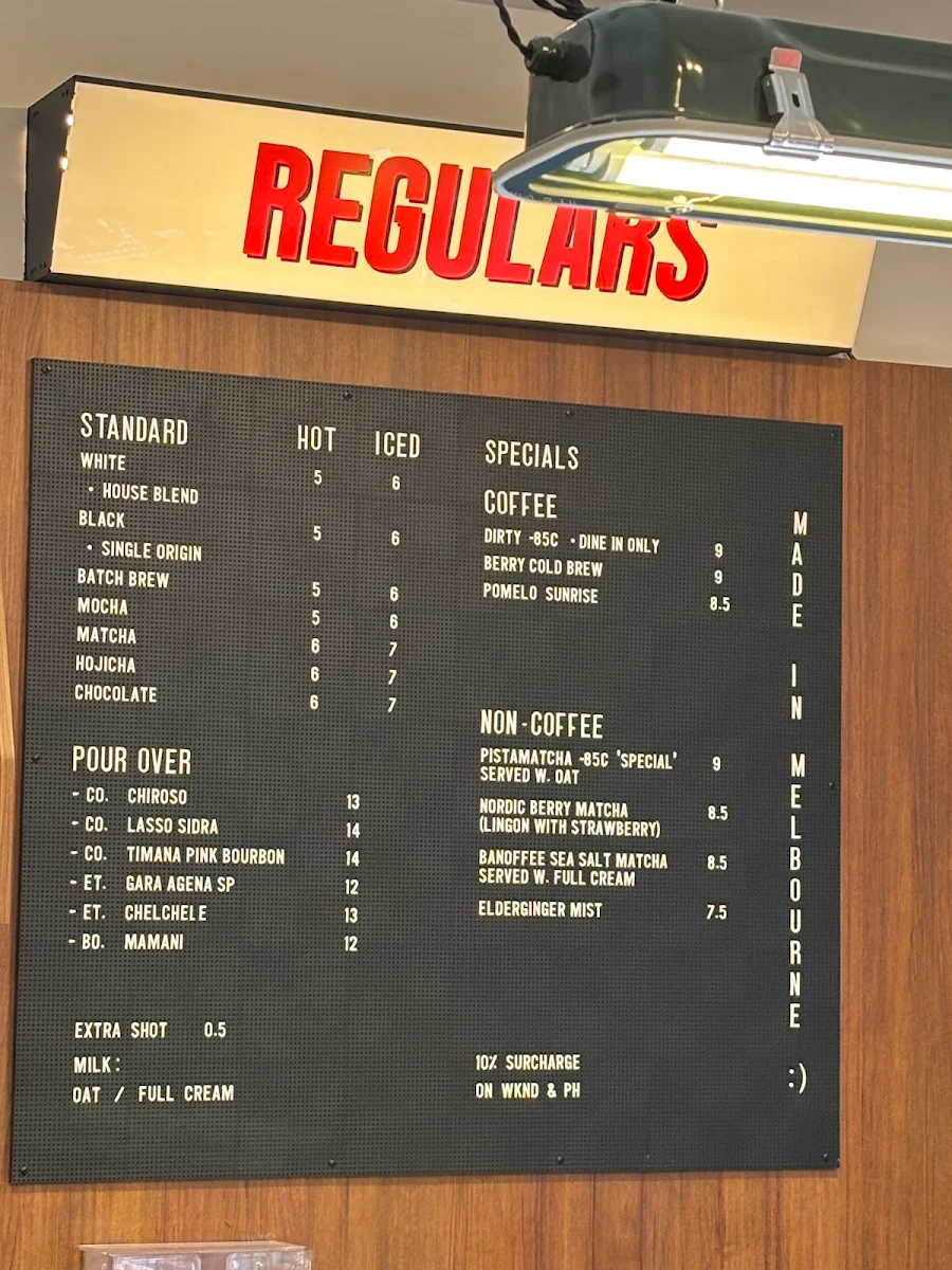 Menu, REGULARS