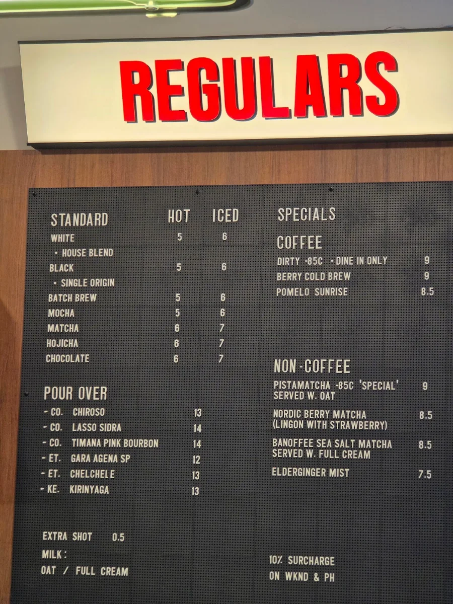 Menu, REGULARS