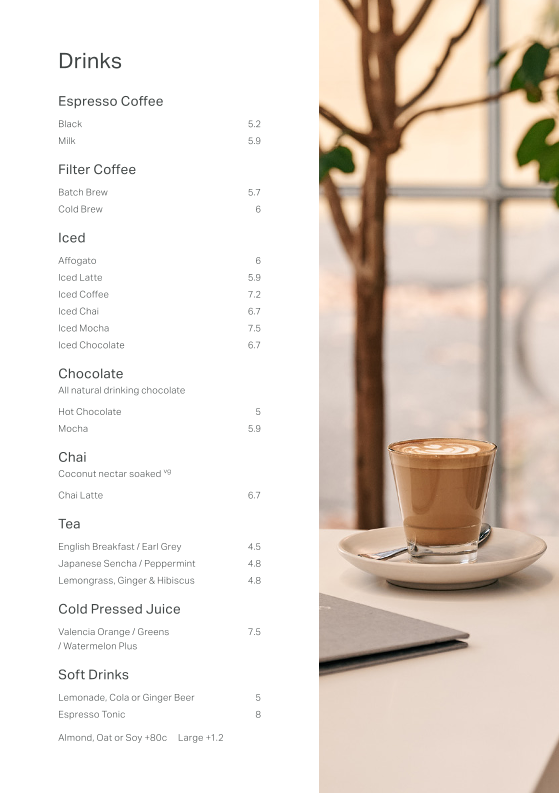 Menu, Industry Beans Chadstone