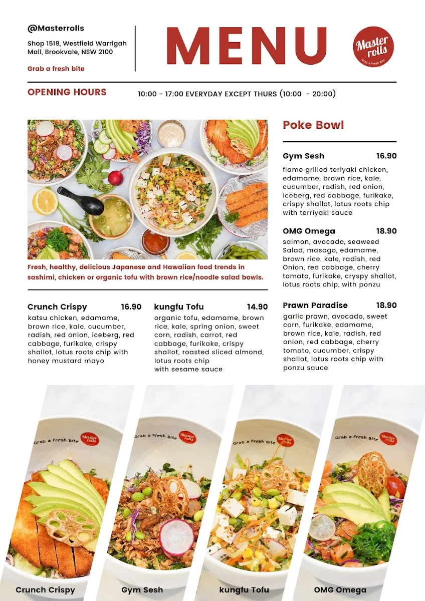 Menu, Master Rolls