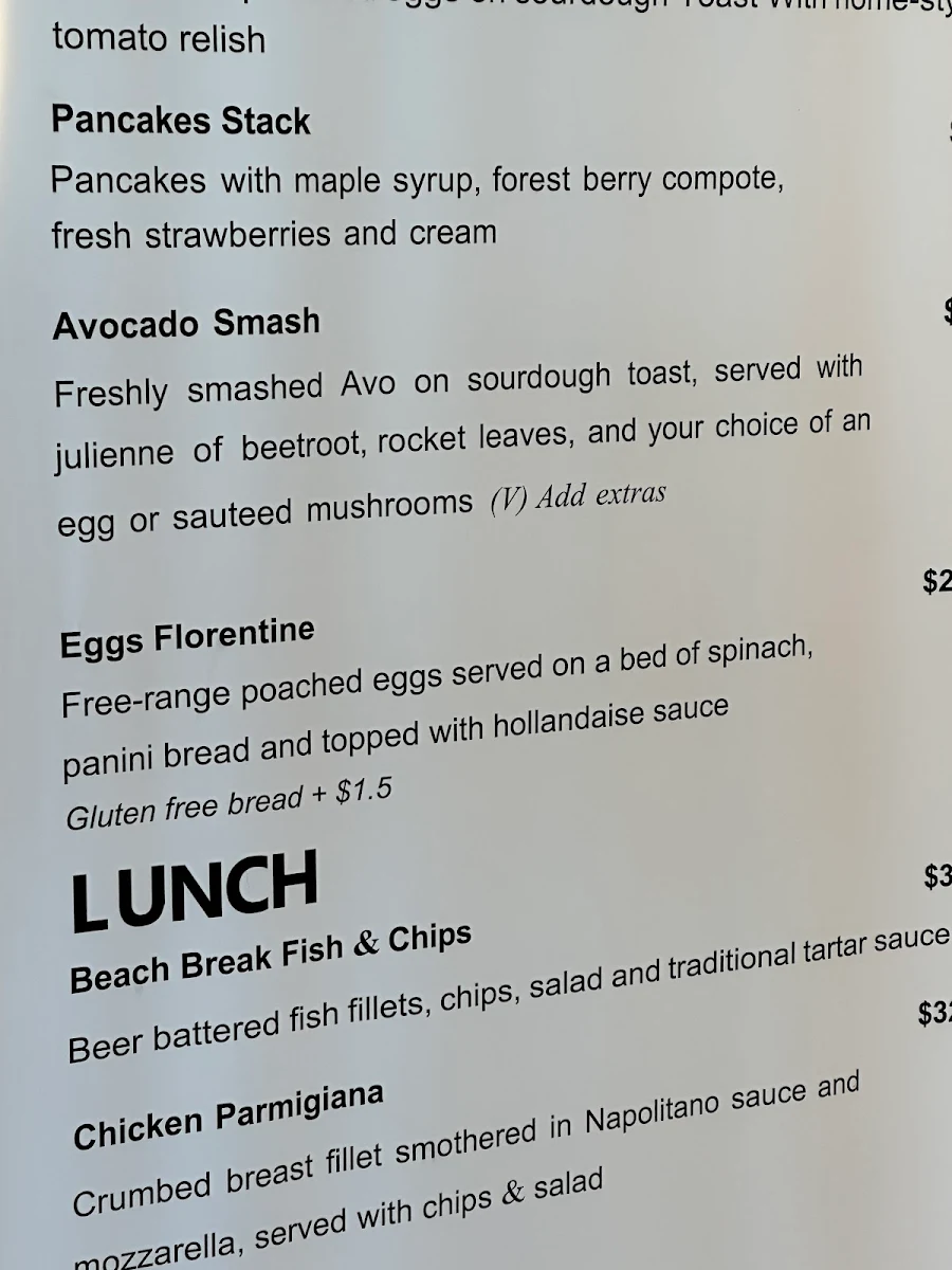 Menu, Blackwood Beer & Wine