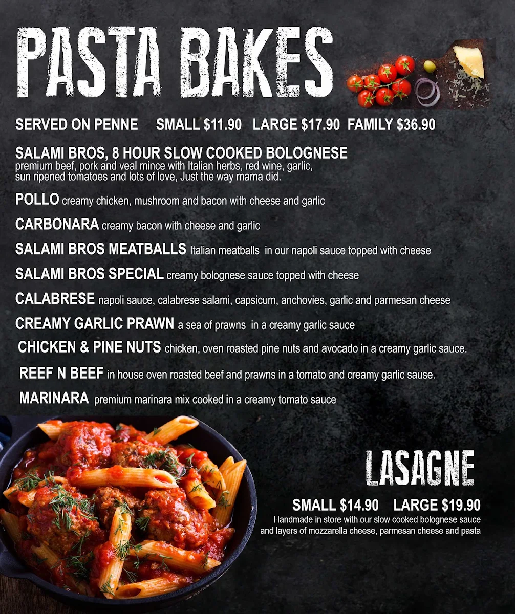 Menu, Salami Bros
