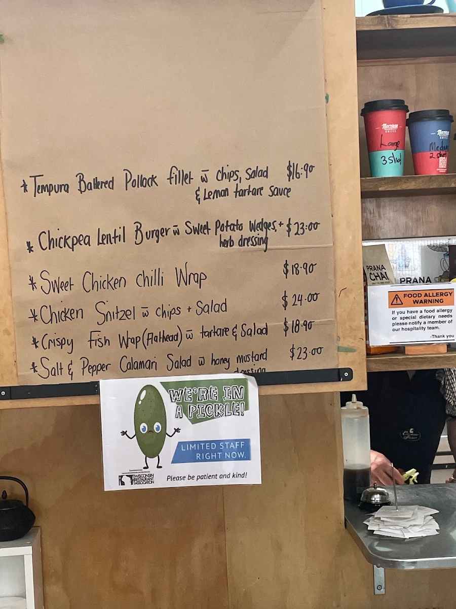 Menu, Chickpea Cafe