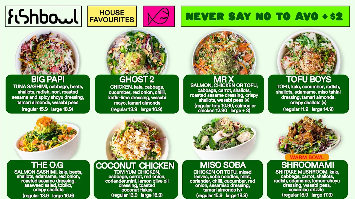 Menu, FISHBOWL - Coogee