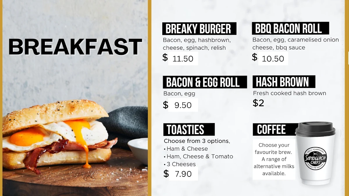 Menu, Sandwich Chefs