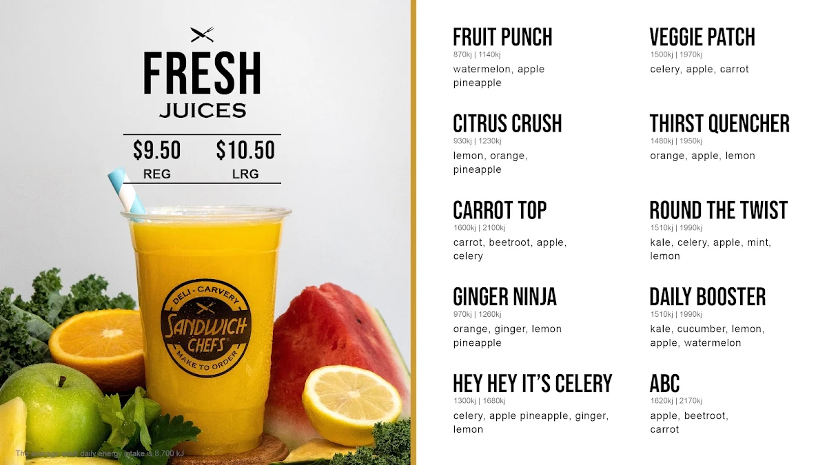 Menu, Sandwich Chefs