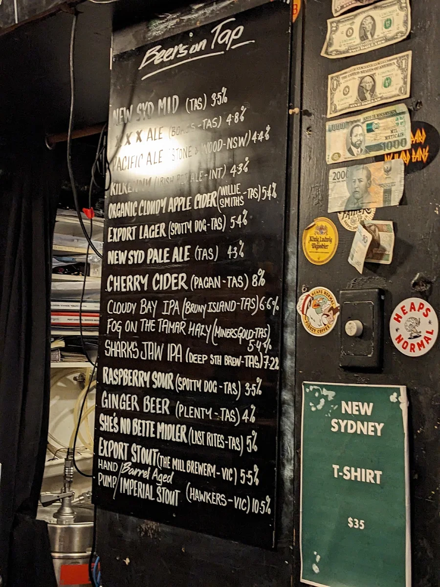 Menu, New Sydney Hotel