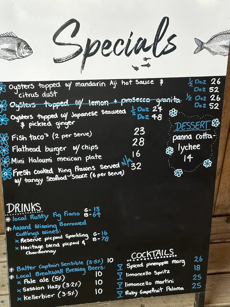 Menu, THE OYSTER FARMERS DAUGHTER