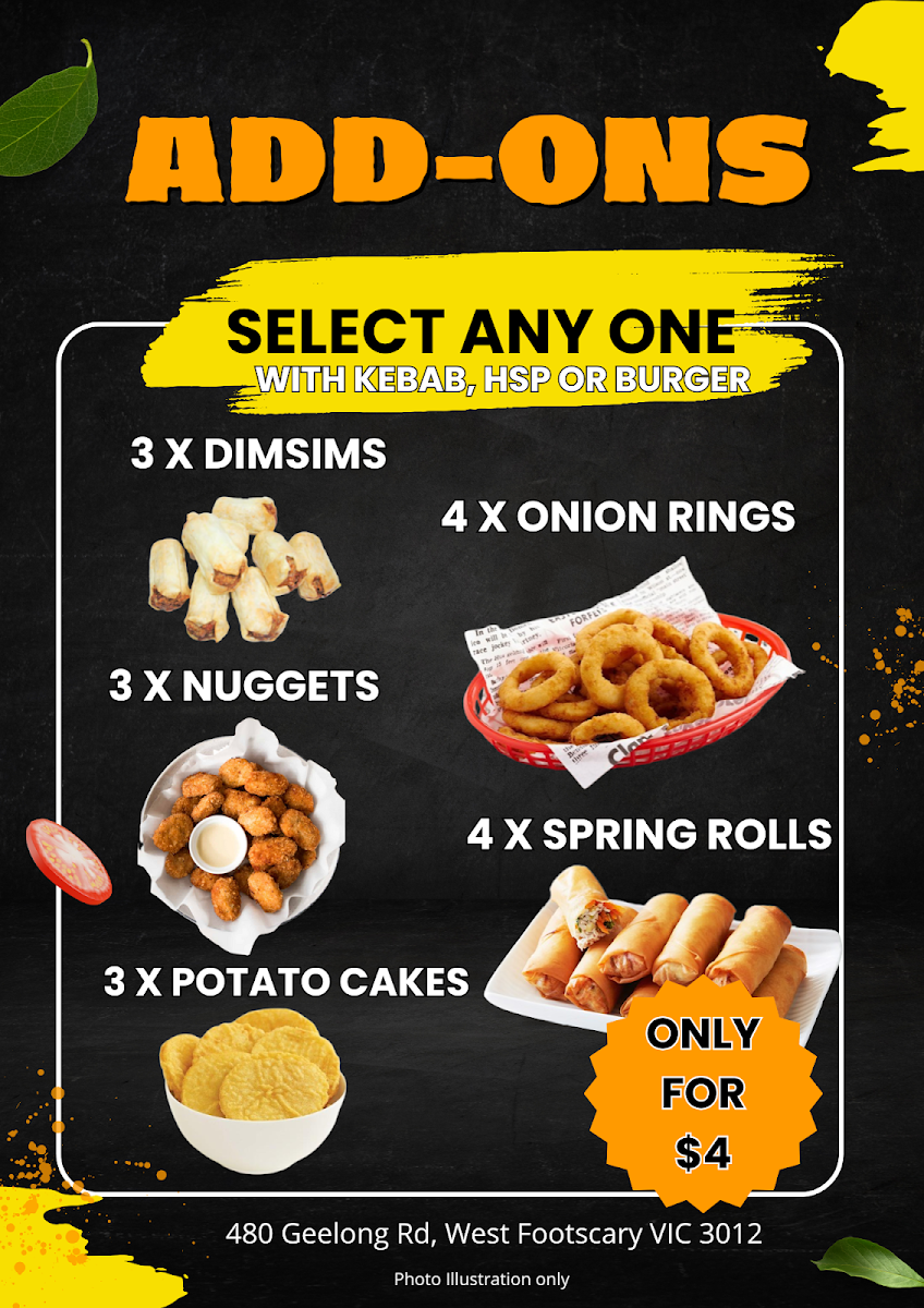 Menu, Lavish Burgers and Kebabs