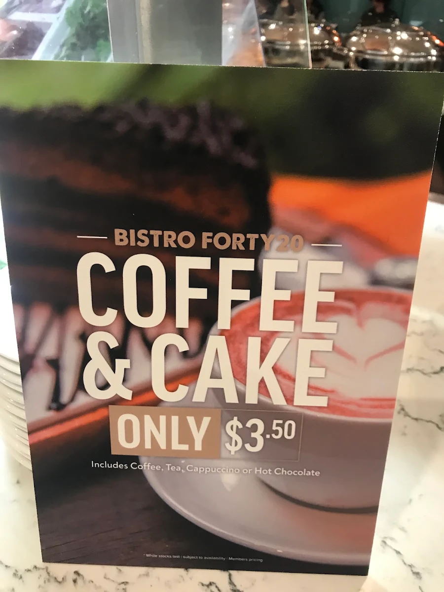 Menu, Bistro Forty20