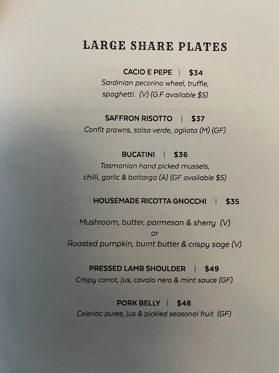 Menu, Lock's Paddock