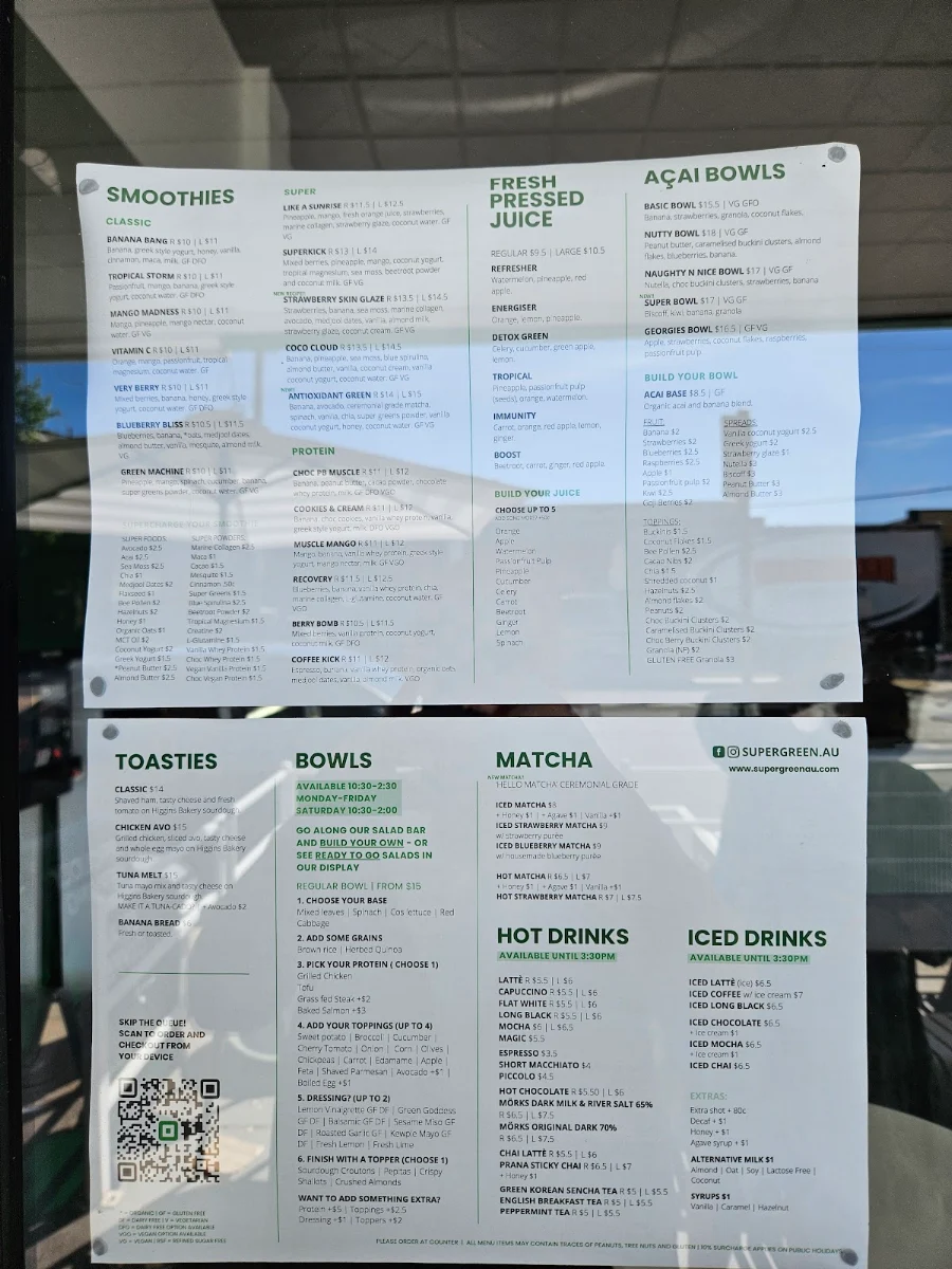 Menu, SUPERGREEN
