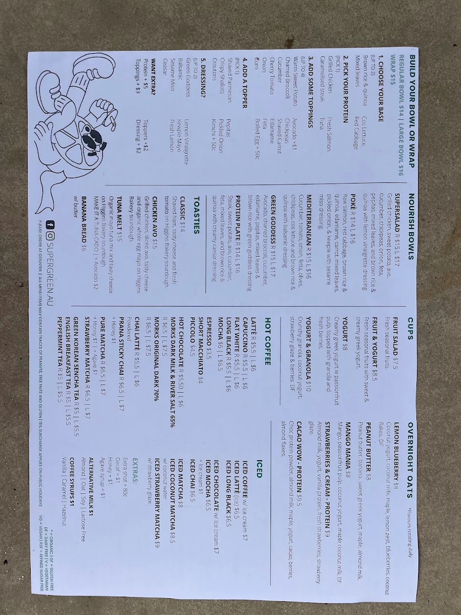 Menu, SUPERGREEN