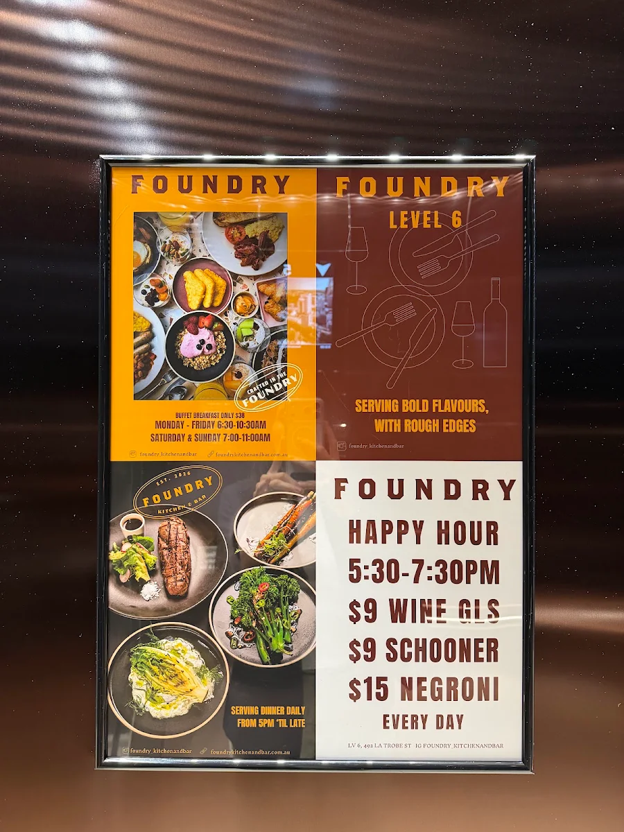Menu, FOUNDRY KITCHEN and BAR