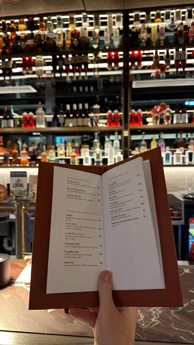 Menu, FOUNDRY KITCHEN and BAR