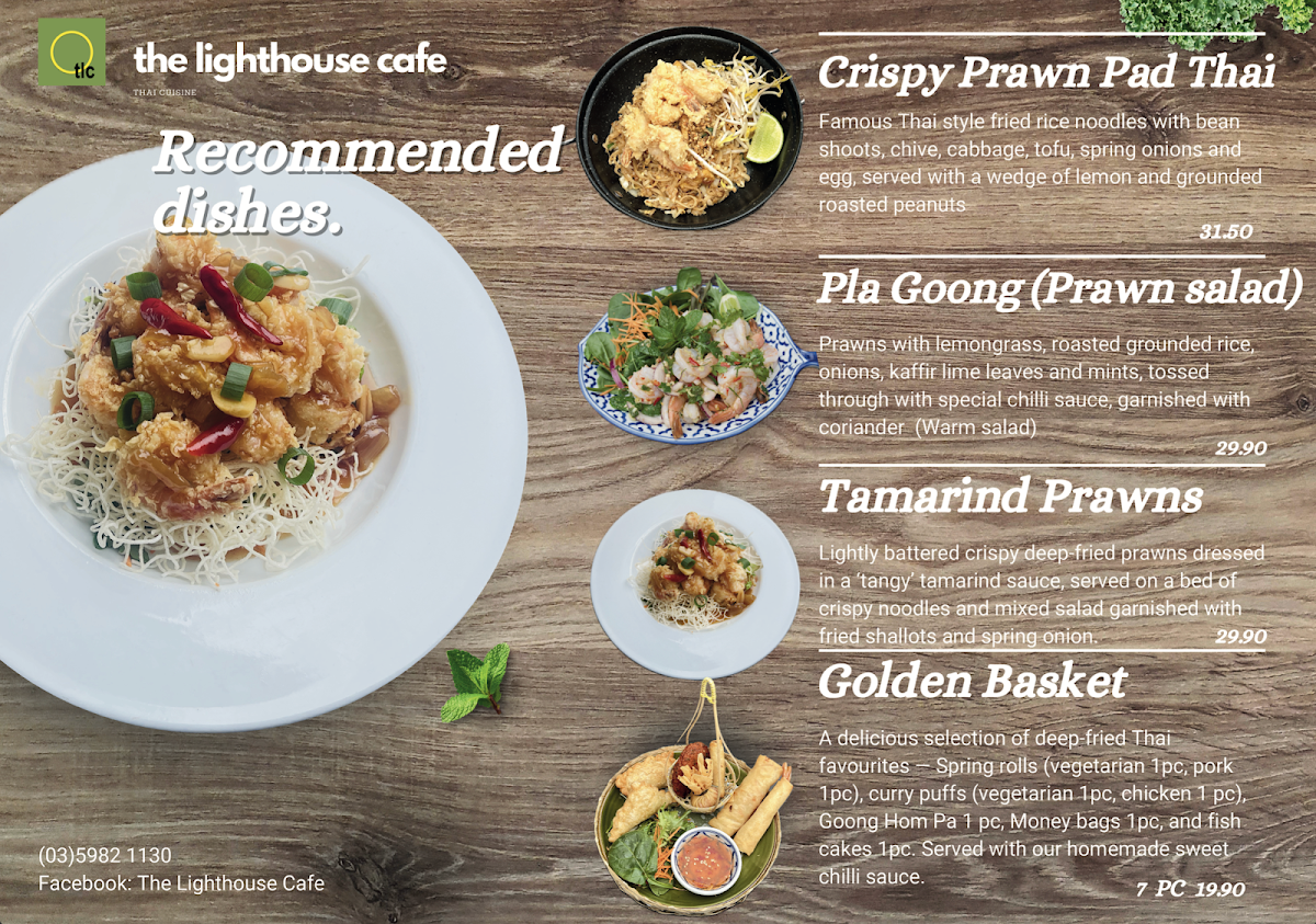 Menu, The Lighthouse Cafe Thai Restaurant