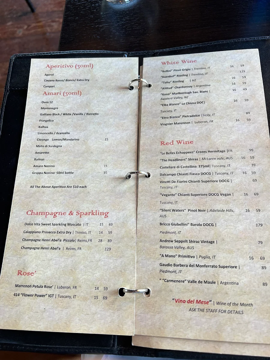 Menu, La Baia Bar Cucina