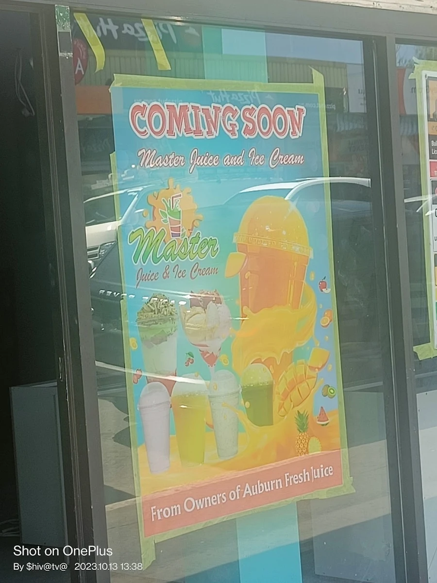 Menu, Master Juice & Ice cream