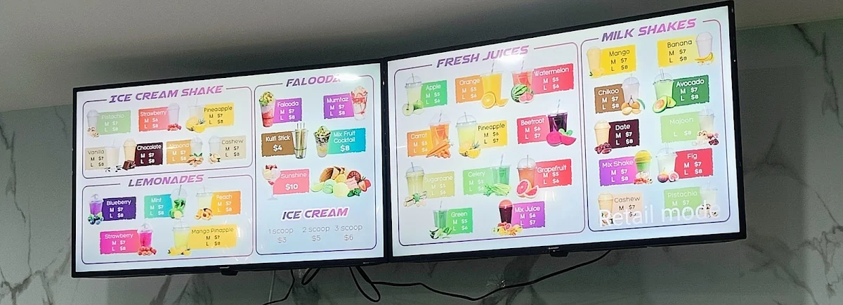 Menu, Master Juice & Ice cream