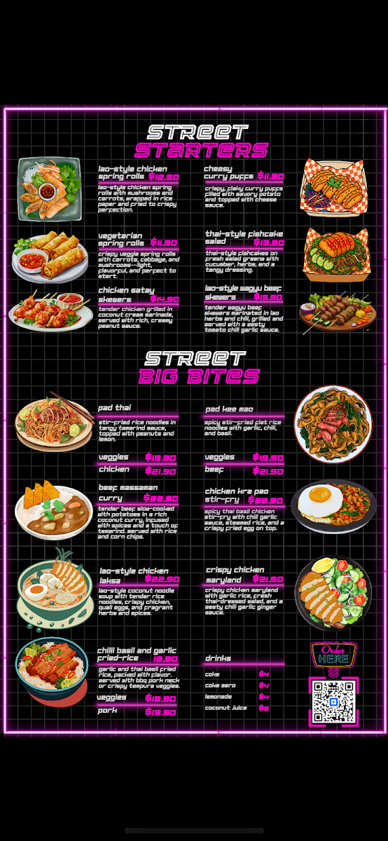 Menu, Two Sisters Lao Thai Street Food Woden