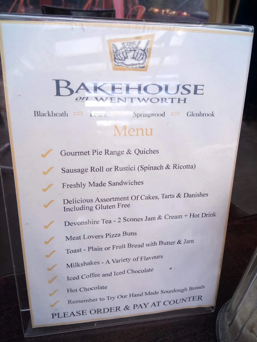 Menu, Bakehouse on Wentworth
