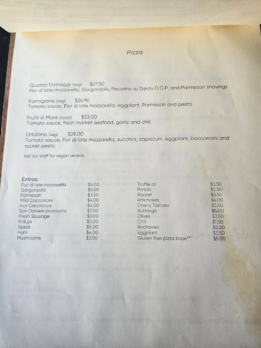 Menu, Acqua E Sale Ristorante Pizzeria