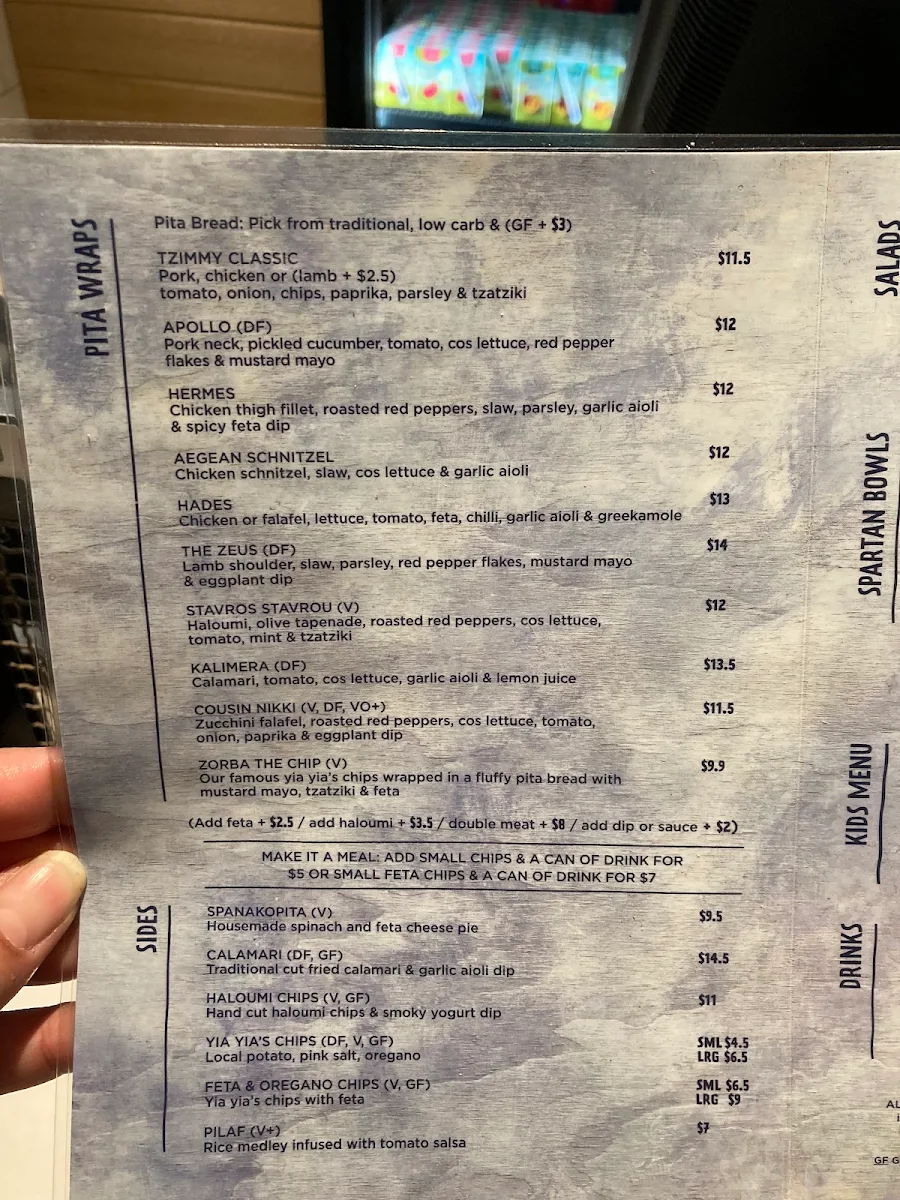 Menu, Zeus Street Greek North Point