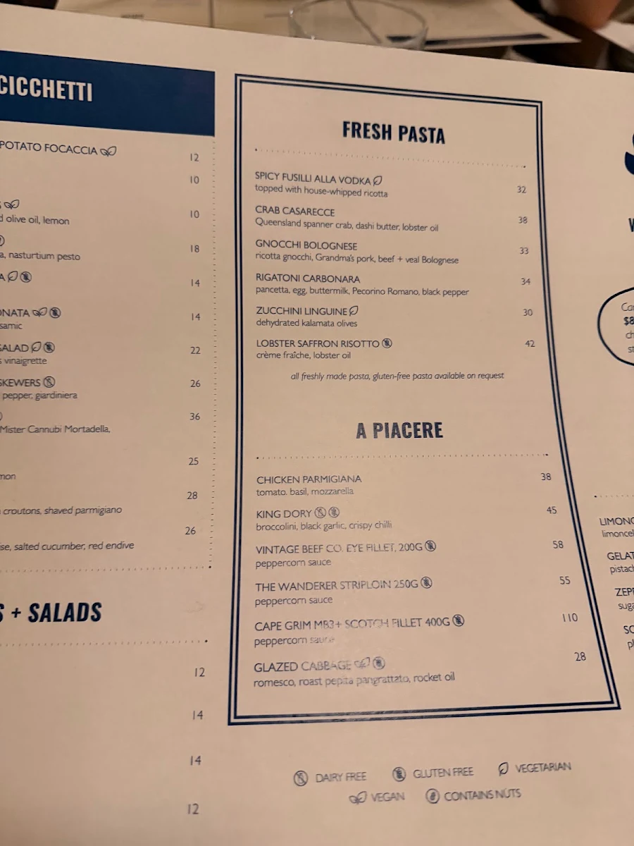 Menu, Ronnie's