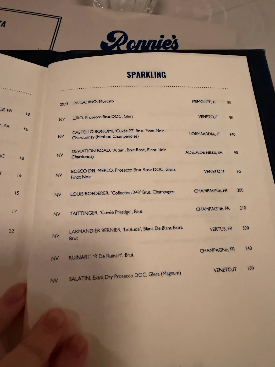 Menu, Ronnie's