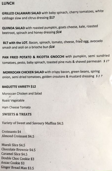 Menu, Frank & Ginger Cafe