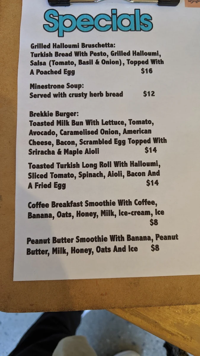 Menu, Frank & Ginger Cafe