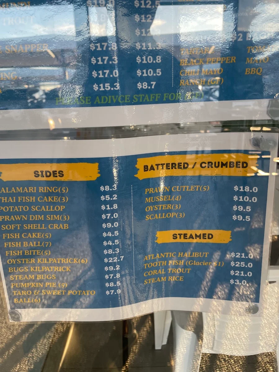 Menu, Scales Fish and Chips