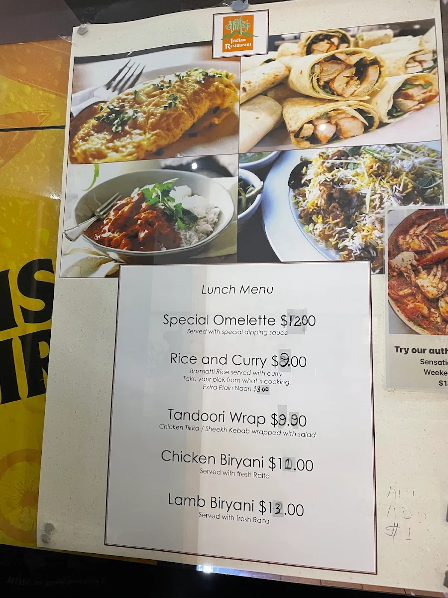 Menu, Hilltop Indian Restaurant