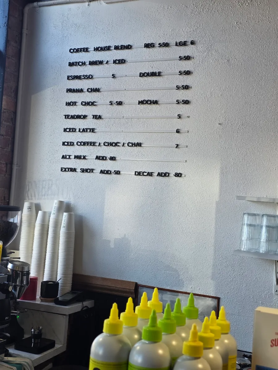 Menu, Cornerstone Cafe