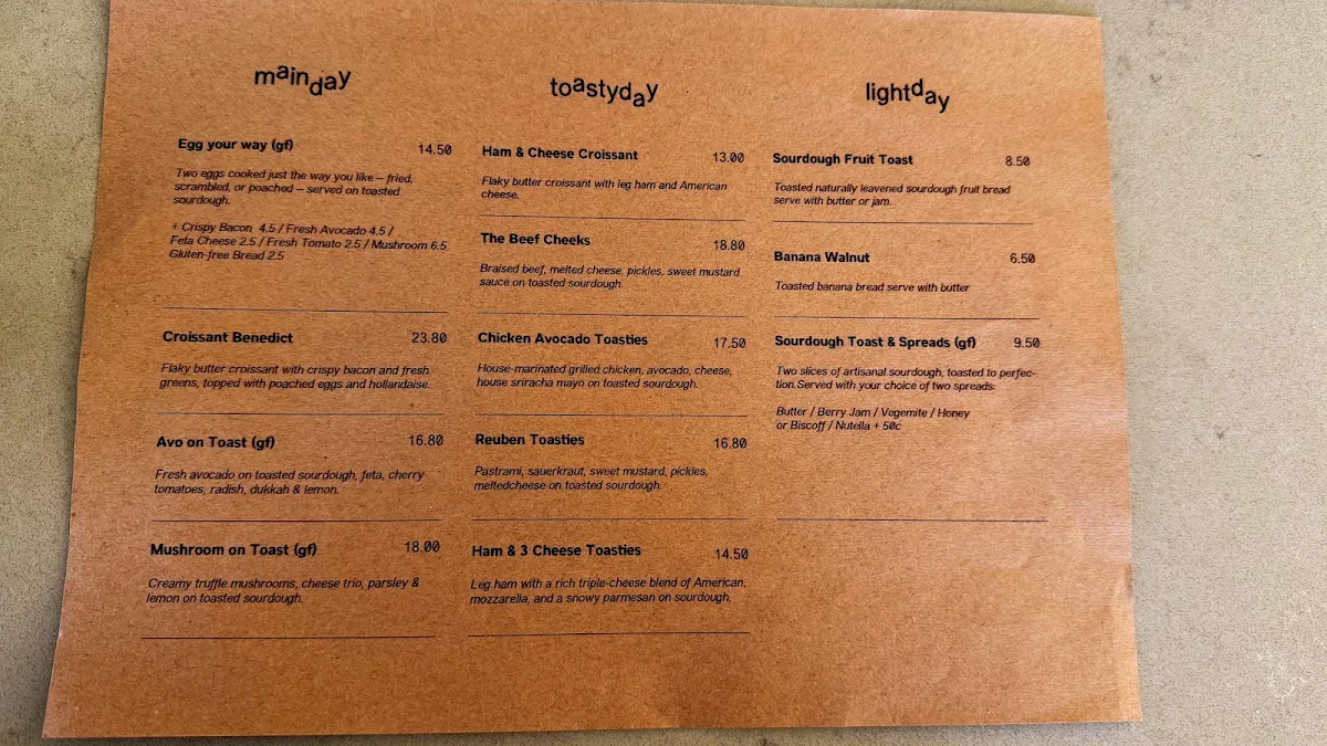 Menu, daydays