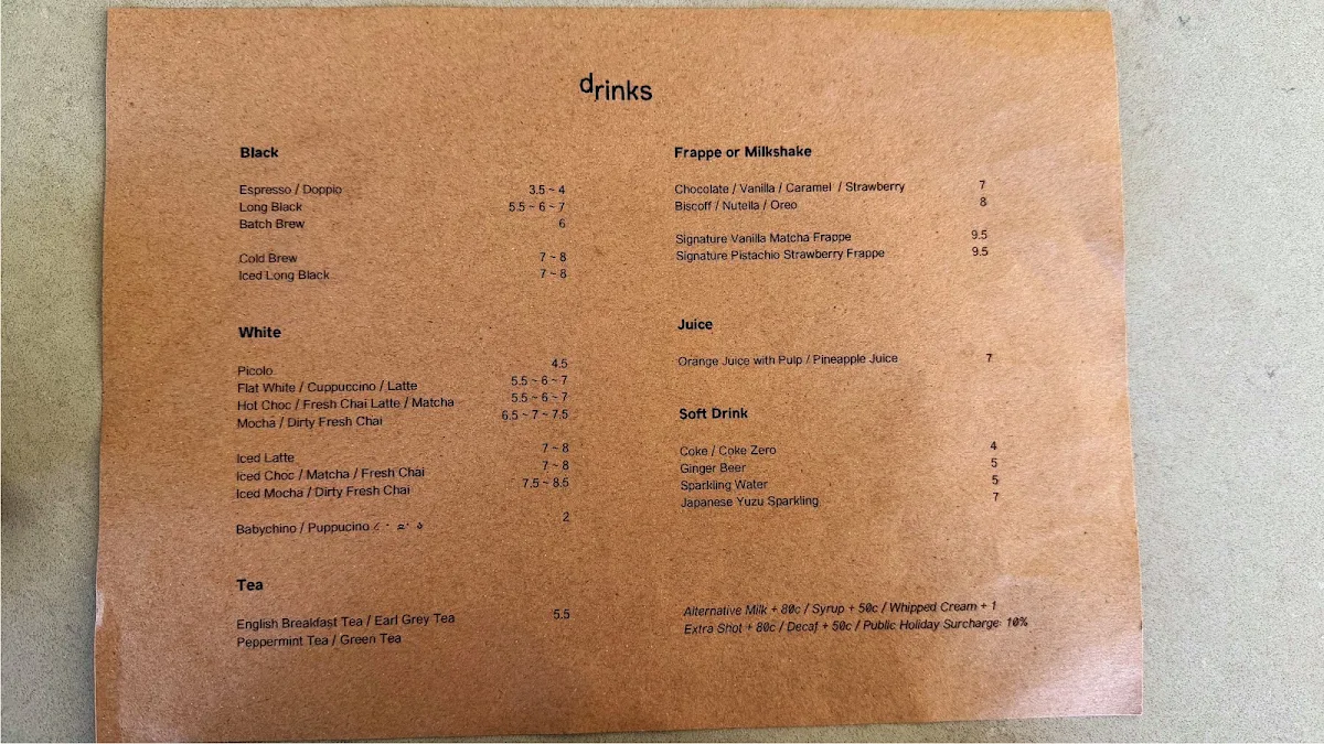 Menu, daydays