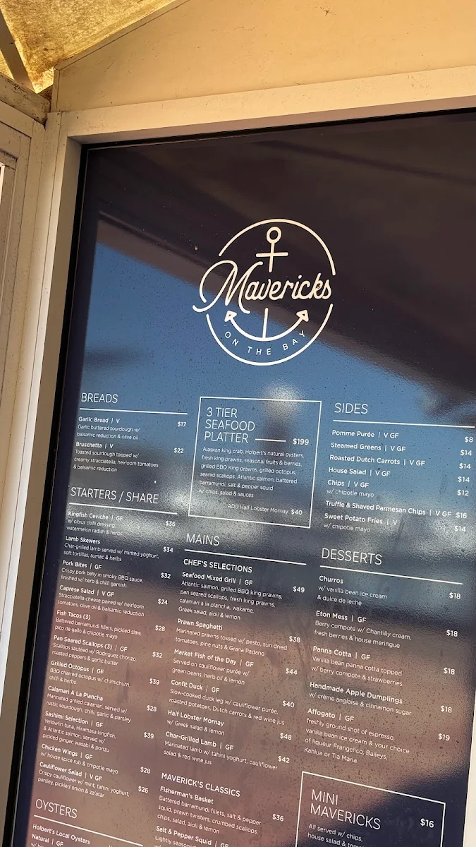 Menu, Mavericks on the Bay