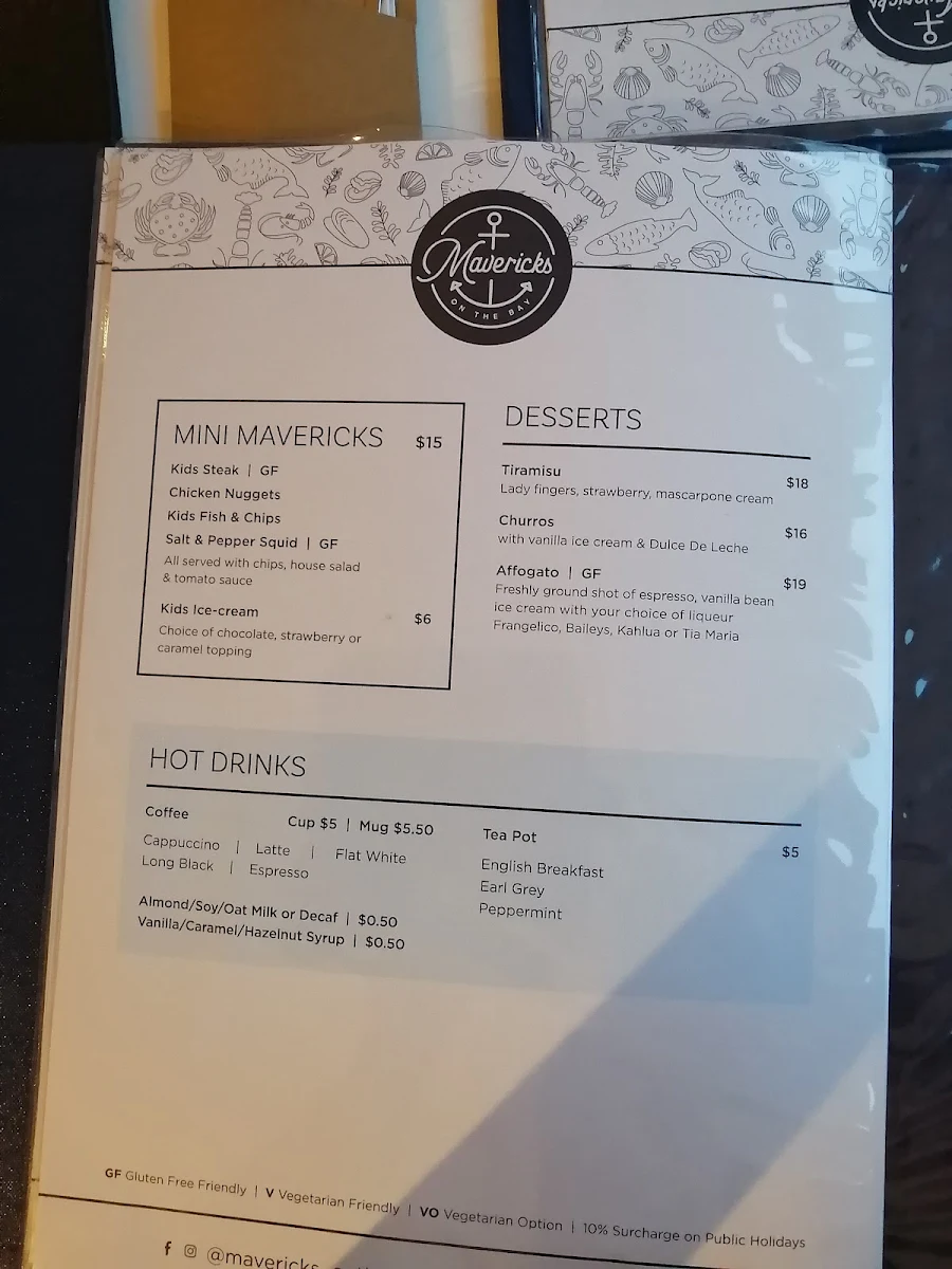 Menu, Mavericks on the Bay