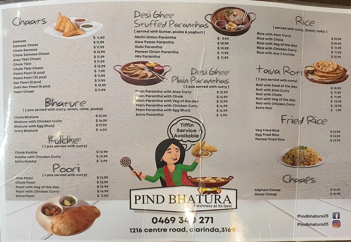 Menu, Pind Bhatura