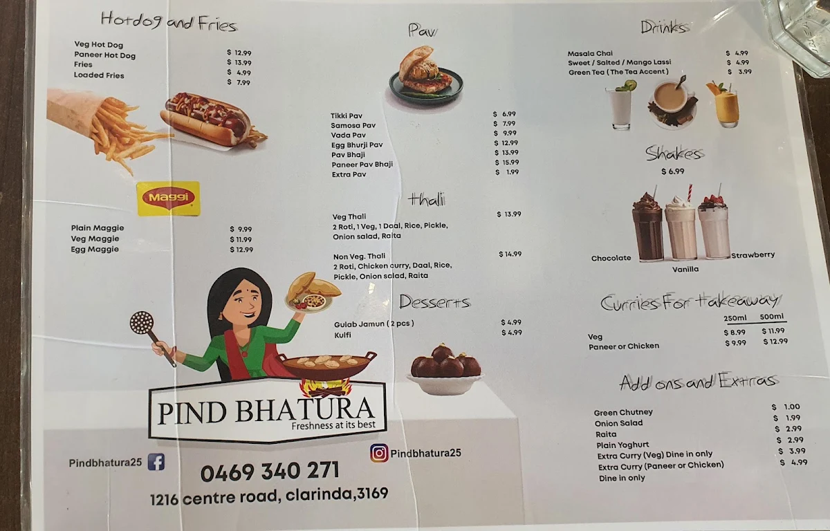 Menu, Pind Bhatura