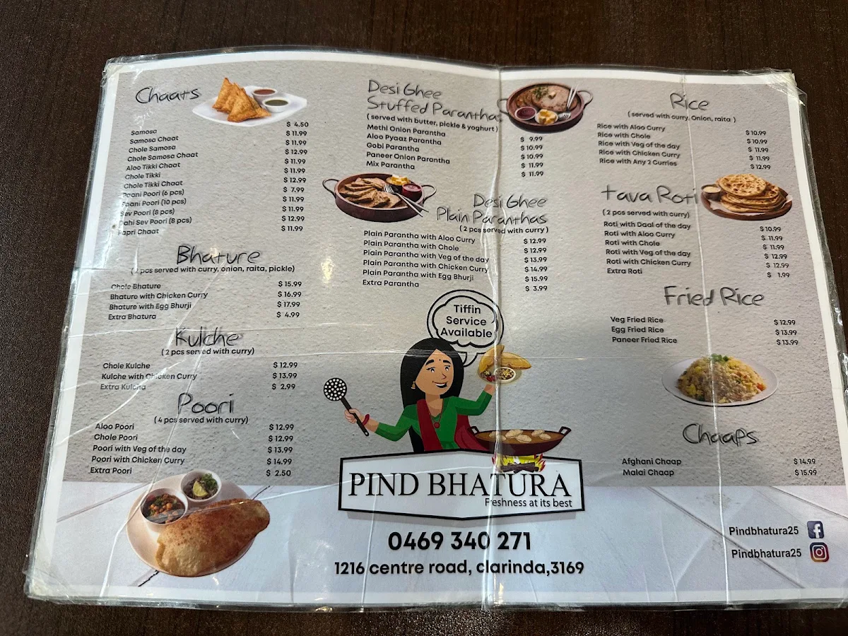 Menu, Pind Bhatura