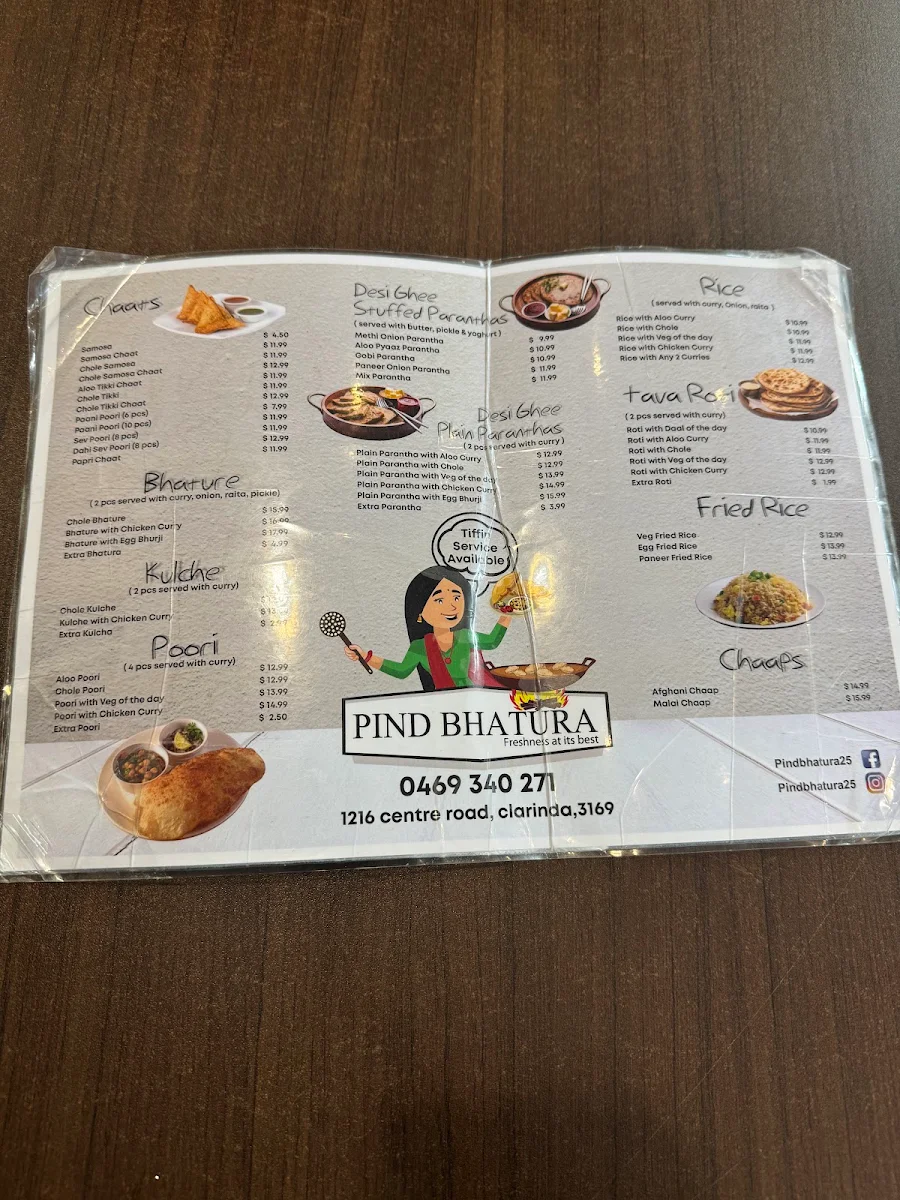 Menu, Pind Bhatura