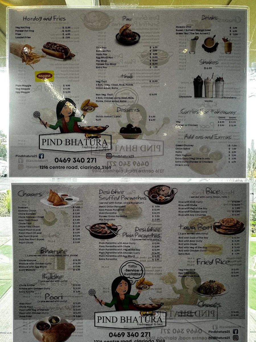 Menu, Pind Bhatura